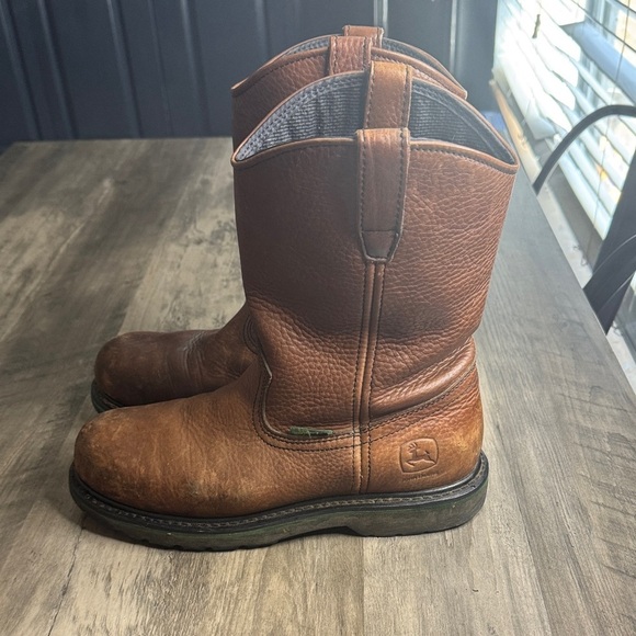 John Deere Rustic Brown Leather Waterproof, Steel Toe Boots main image 7